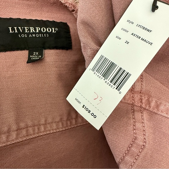 NWT Liverpool Classic Frayed Hem Denim Jacket Size 2X - Picture 5 of 6